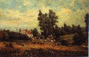 Theodore Fourmois Landscape with farms Sweden oil painting artist